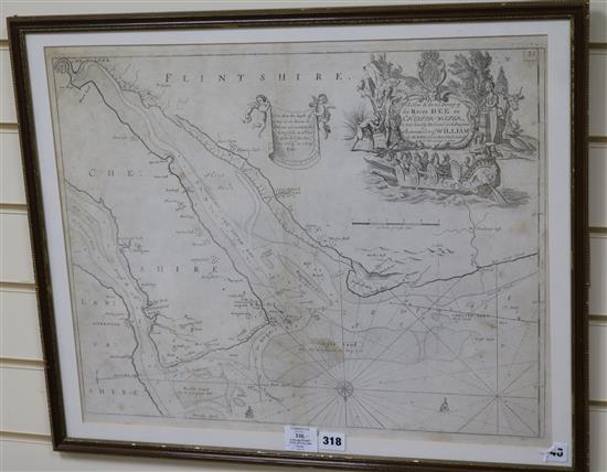 Capt. G Collins (dedicated to William III), a Naval chart, The River Dee or Chester-Water 46 x 58cm